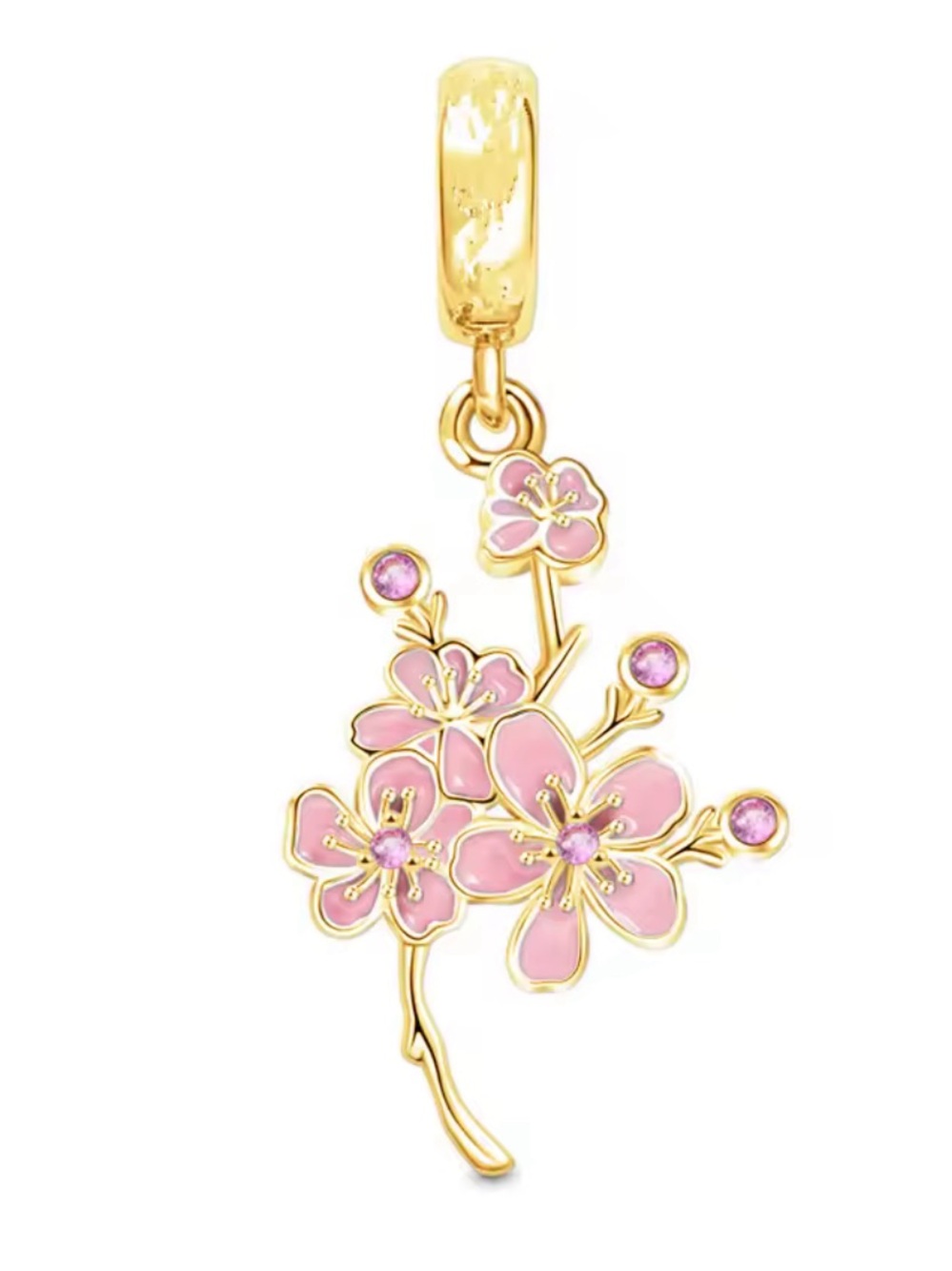 NWOT Cherry Blossoms Dangle Charm Sterling Silver 925